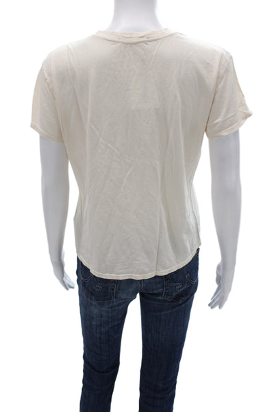 Perfect White Tee Womens Basic Crew Neck Short Sleeve Beige 100% Cotton Size XS