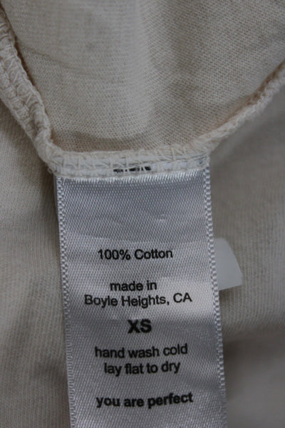 Perfect White Tee Womens Basic Crew Neck Short Sleeve Beige 100% Cotton Size XS
