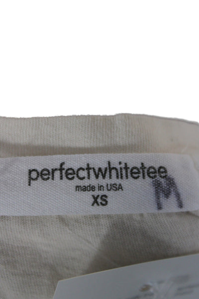 Perfect White Tee Womens Basic Crew Neck Short Sleeve Beige 100% Cotton Size XS