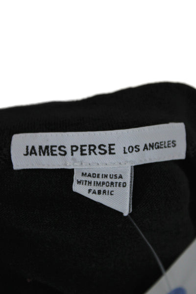 James Perse Womens Basic Crew Neck Black Supima Long Sleeve T-Shirt Size 2