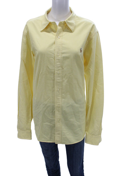 Ralph Lauren Womens Collared Button Up Cotton Shirt Long Sleeve Yellow Size XL