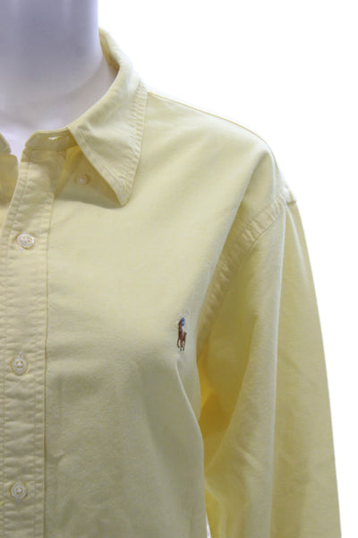 Ralph Lauren Womens Collared Button Up Cotton Shirt Long Sleeve Yellow Size XL