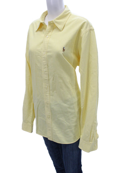 Ralph Lauren Womens Collared Button Up Cotton Shirt Long Sleeve Yellow Size XL