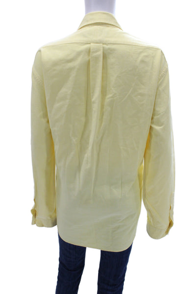 Ralph Lauren Womens Collared Button Up Cotton Shirt Long Sleeve Yellow Size XL
