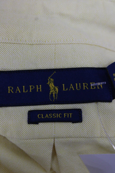 Ralph Lauren Womens Collared Button Up Cotton Shirt Long Sleeve Yellow Size XL