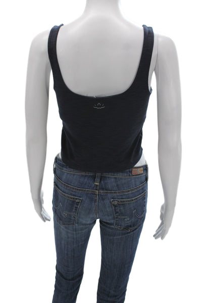 Lululemon Womens Cropped Square Neck Tank Dark Blue Polyester Size S