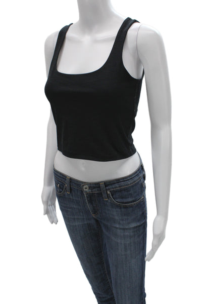 Beyond Yoga Womens Cropped Black Sleeveless Square Neck Tank Size S