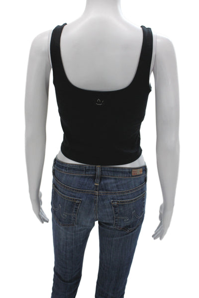 Beyond Yoga Womens Cropped Black Sleeveless Square Neck Tank Size S