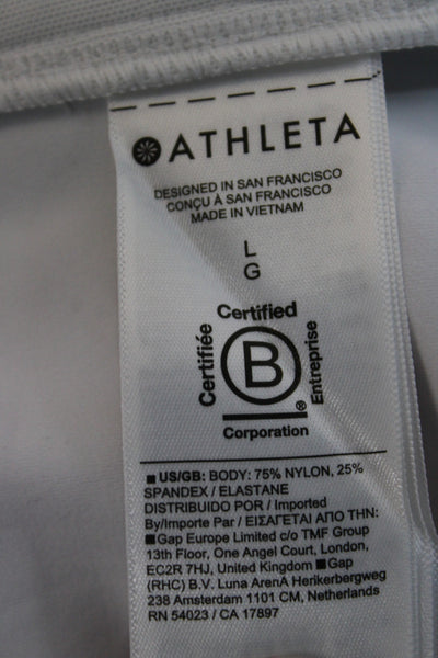 Athleta Womens Windbreaker Jacket White Zip High Neck Nylon Spandex Size L