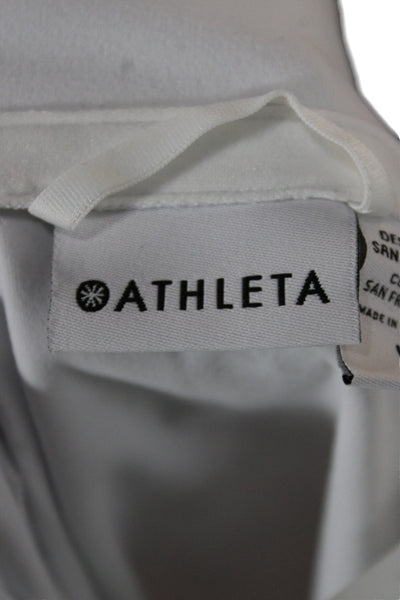Athleta Womens Windbreaker Jacket White Zip High Neck Nylon Spandex Size L