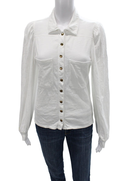 Nation LTD Womens Collared Button Up Basic Cotton Blouse Long Sleeve Size S