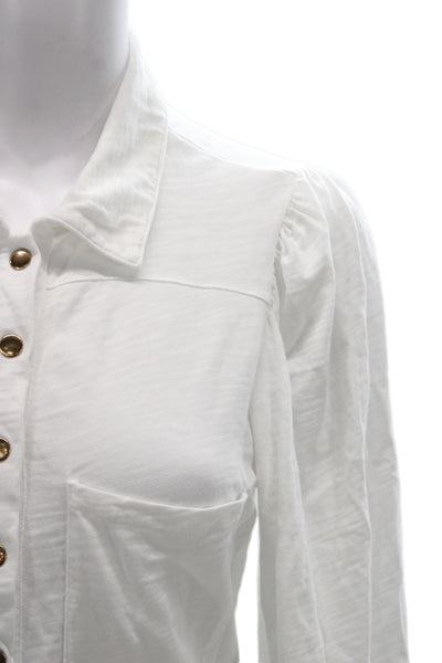 Nation LTD Womens Collared Button Up Basic Cotton Blouse Long Sleeve Size S