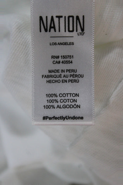 Nation LTD Womens Collared Button Up Basic Cotton Blouse Long Sleeve Size S