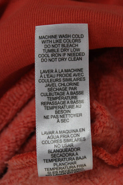 Frame Women Pullover Sweatshirt Orange Cotton Crew Neck Long Sleeve Size S