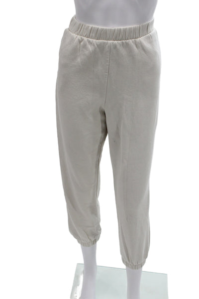 Zara Unisex Jogger Sweatpants Beige Solid 50% Cotton 50% Polyester Size L