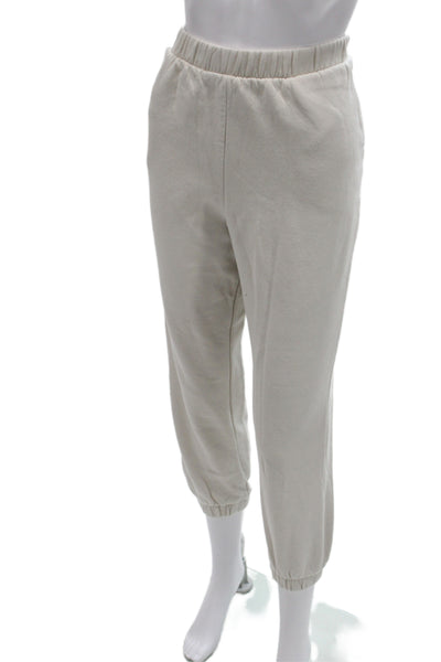 Zara Unisex Jogger Sweatpants Beige Solid 50% Cotton 50% Polyester Size L
