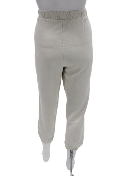 Zara Unisex Jogger Sweatpants Beige Solid 50% Cotton 50% Polyester Size L