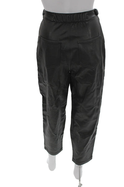 Zara Unisex Black Biker Ankle Cropped Pants Buckle 100% Polyurethane Size 00