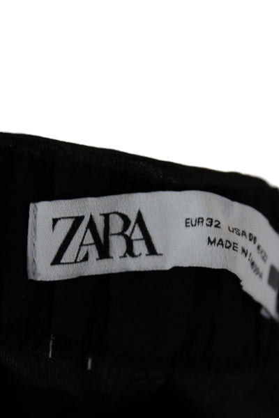 Zara Unisex Black Biker Ankle Cropped Pants Buckle 100% Polyurethane Size 00