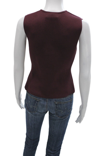 Zara Womens Basic Sleeveless V-Neck Button-Up Purple Sweater Size S