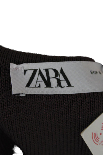 Zara Womens Basic Sleeveless V-Neck Button-Up Purple Sweater Size S