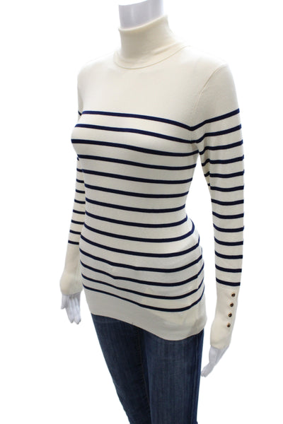 Zara Women Pullover Turtleneck Striped Beige Long Sleeve Size M