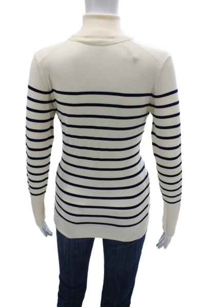 Zara Women Pullover Turtleneck Striped Beige Long Sleeve Size M