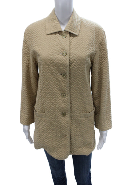 Escada Margaretha Ley Women Quilted Collared Coat Beige Button Size 36