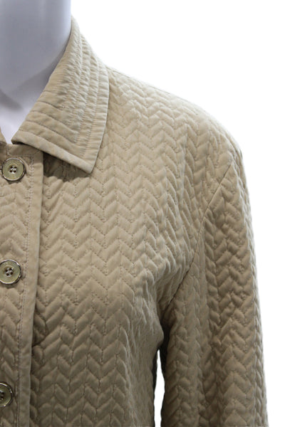 Escada Margaretha Ley Women Quilted Collared Coat Beige Button Size 36