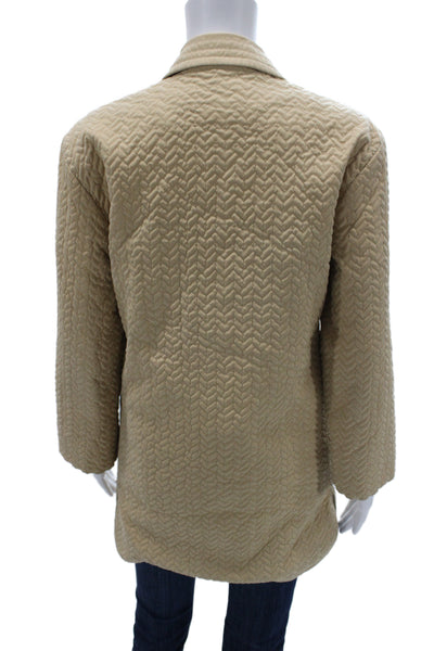 Escada Margaretha Ley Women Quilted Collared Coat Beige Button Size 36