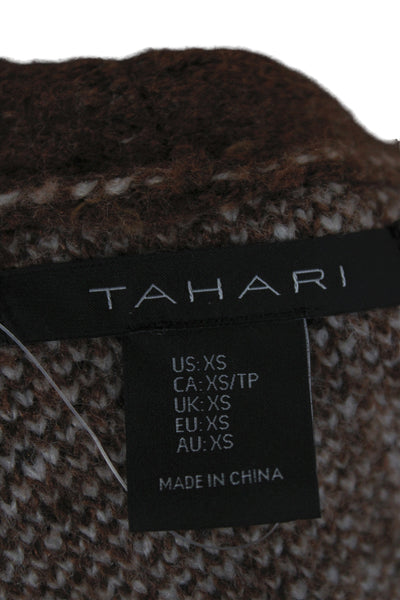 Tahari Unisex Cardigan Brown Aztec Long Sleeve Tie Closure Size XS