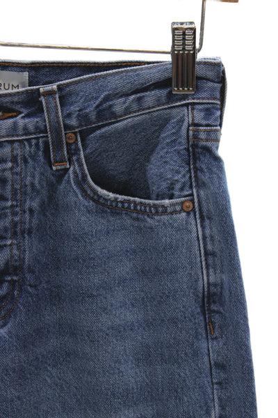 Denim Forum Womens Blue Mom Straight Jeans Mid Rise 30in 100% Cotton Size 23