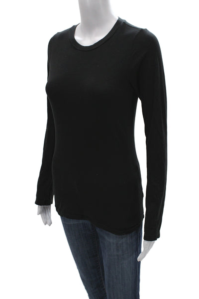 Velvet Women Basic Black Long Sleeve Crew Neck T-Shirt Size S