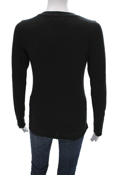 Velvet Women Basic Black Long Sleeve Crew Neck T-Shirt Size S