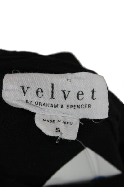 Velvet Women Basic Black Long Sleeve Crew Neck T-Shirt Size S
