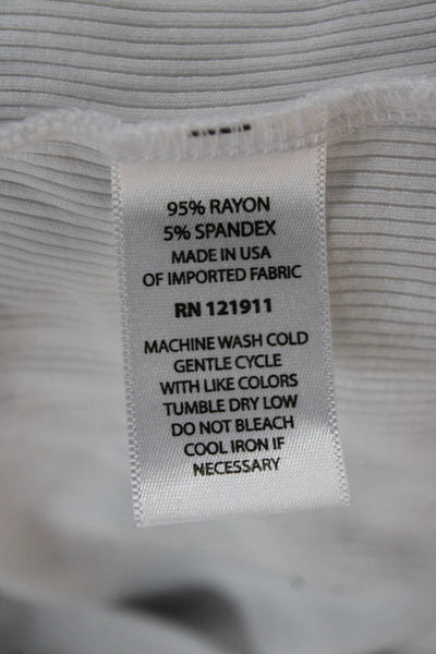 LNA Women Cropped Basic T-Shirt White Crew Neck Long Sleeve Rayon Size S