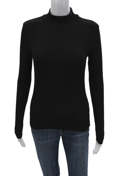 MNG Womens Black Mock Neck Long Sleeve Basic Top Size XS