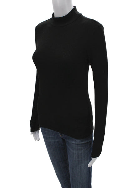 MNG Womens Black Mock Neck Long Sleeve Basic Top Size XS
