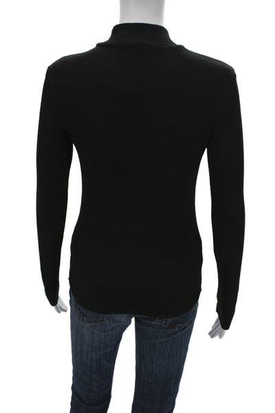 MNG Womens Black Mock Neck Long Sleeve Basic Top Size XS