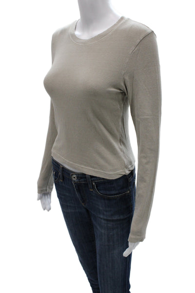 James Perse Women Basic Cotton Crew Neck Long Sleeve T-Shirt Size 2