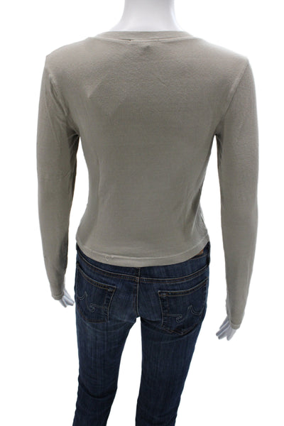 James Perse Women Basic Cotton Crew Neck Long Sleeve T-Shirt Size 2