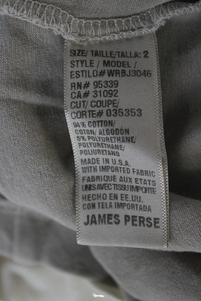 James Perse Women Basic Cotton Crew Neck Long Sleeve T-Shirt Size 2