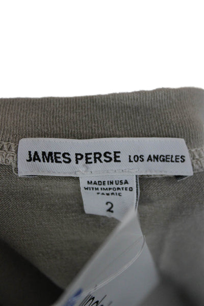 James Perse Women Basic Cotton Crew Neck Long Sleeve T-Shirt Size 2