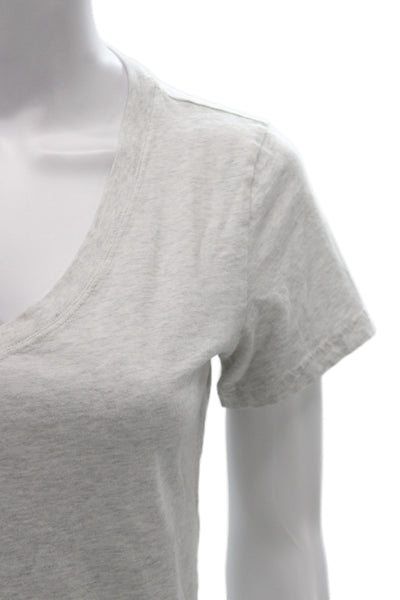 TNA Womens Cropped V Neck Cotton Short Sleeve T Shirt Gray Size XS