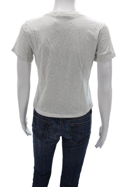 TNA Womens Cropped V Neck Cotton Short Sleeve T Shirt Gray Size XS