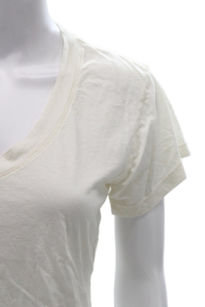 Perfect White Tee Women Basic White V-Neck T-Shirt Short Sleeve Size XS