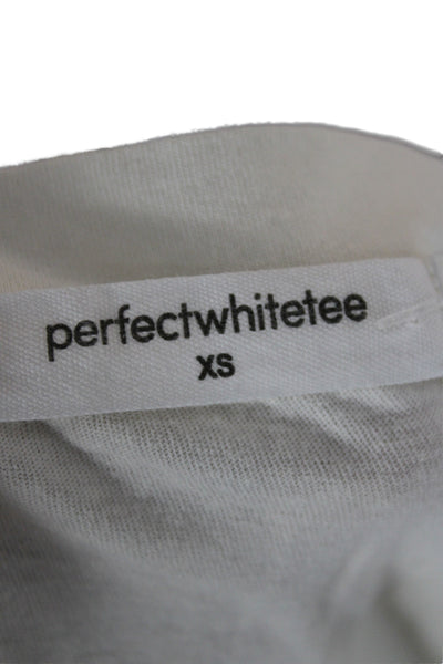 Perfect White Tee Women Basic White V-Neck T-Shirt Short Sleeve Size XS