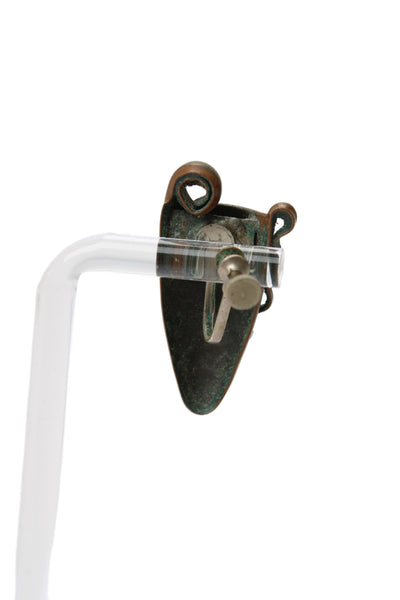 Frank Rebajes Womens Vintage Copper Mask Clip-On Earrings