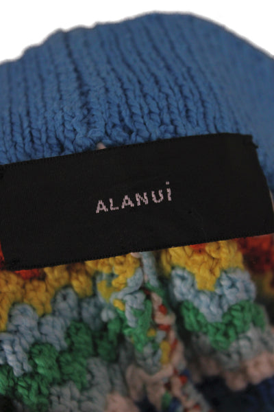 Alanui Womens Blue Striped Cotton Mini Skirt Size L
