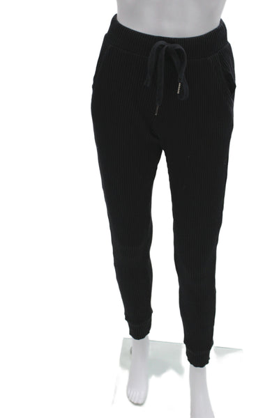 Strut This Women Black Striped Jogger Sweatpants Drawstring Size One Size